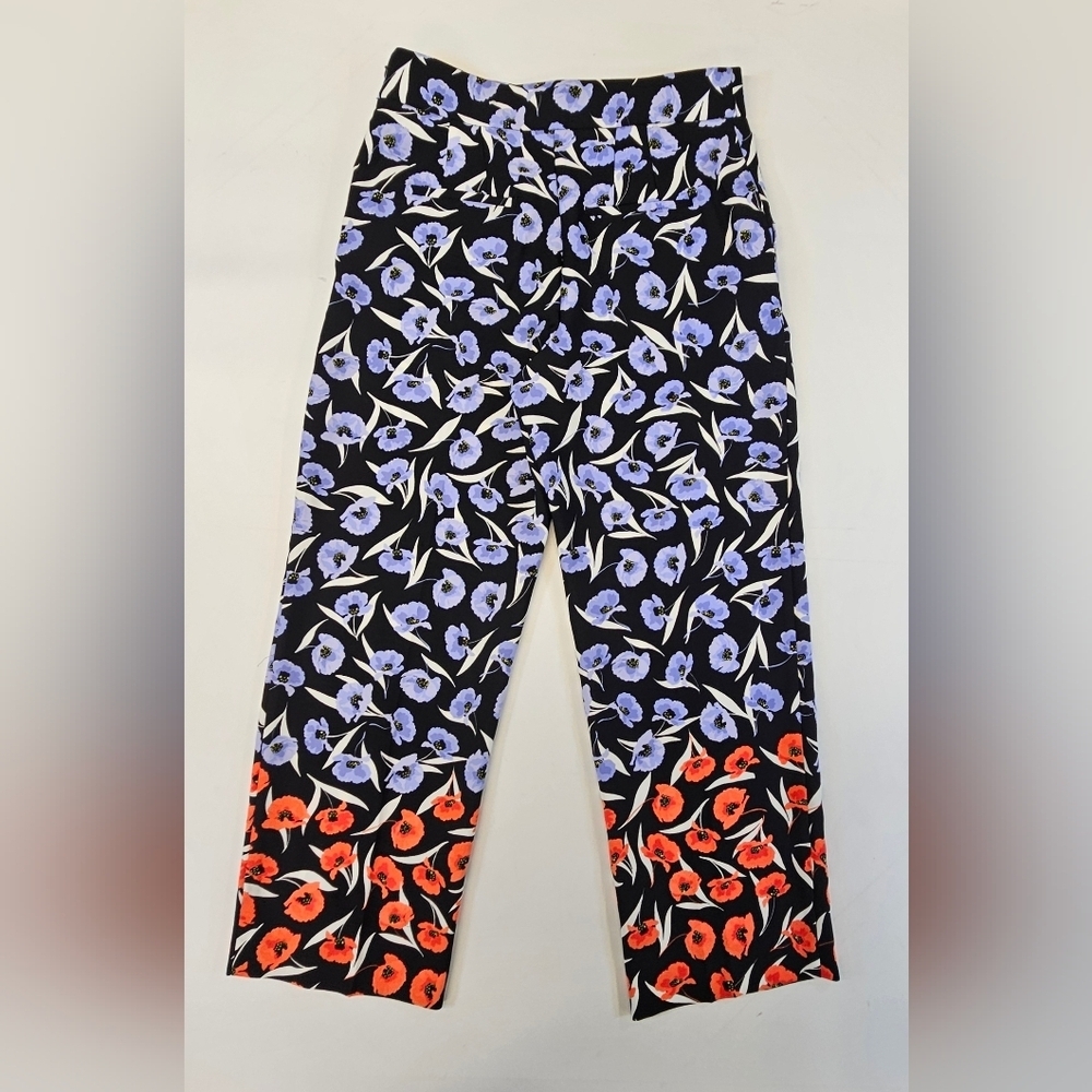 Ann Taylor Wide Leg Pants Size 8 Petite Floral Blue Orange NWT - Picture 9 of 9